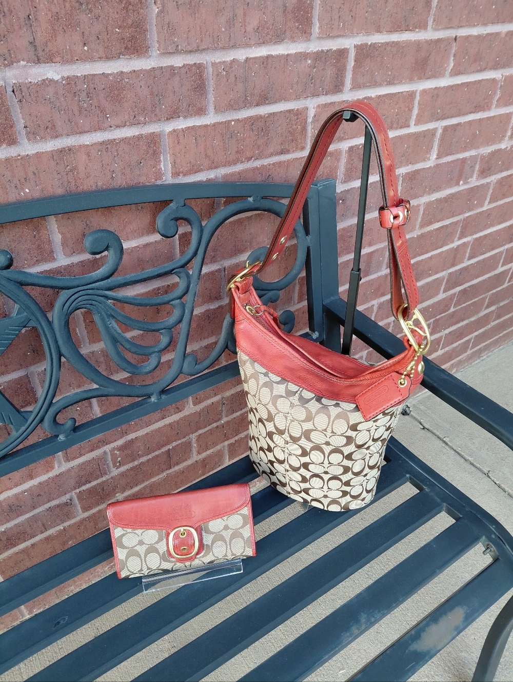 Coach Bleecker Signature Duffle Bag 11437 & Bleeker Wallet Tattersall Lining - Picture 5 of 13